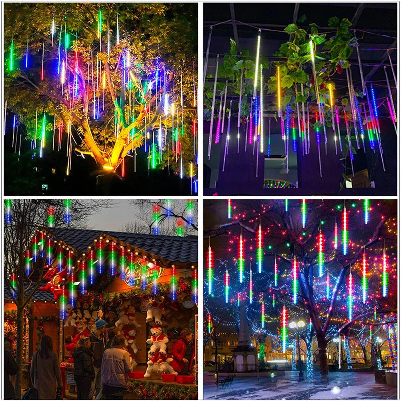 RMNRTN Solar Meteor Shower String Lights Outdoor Garden