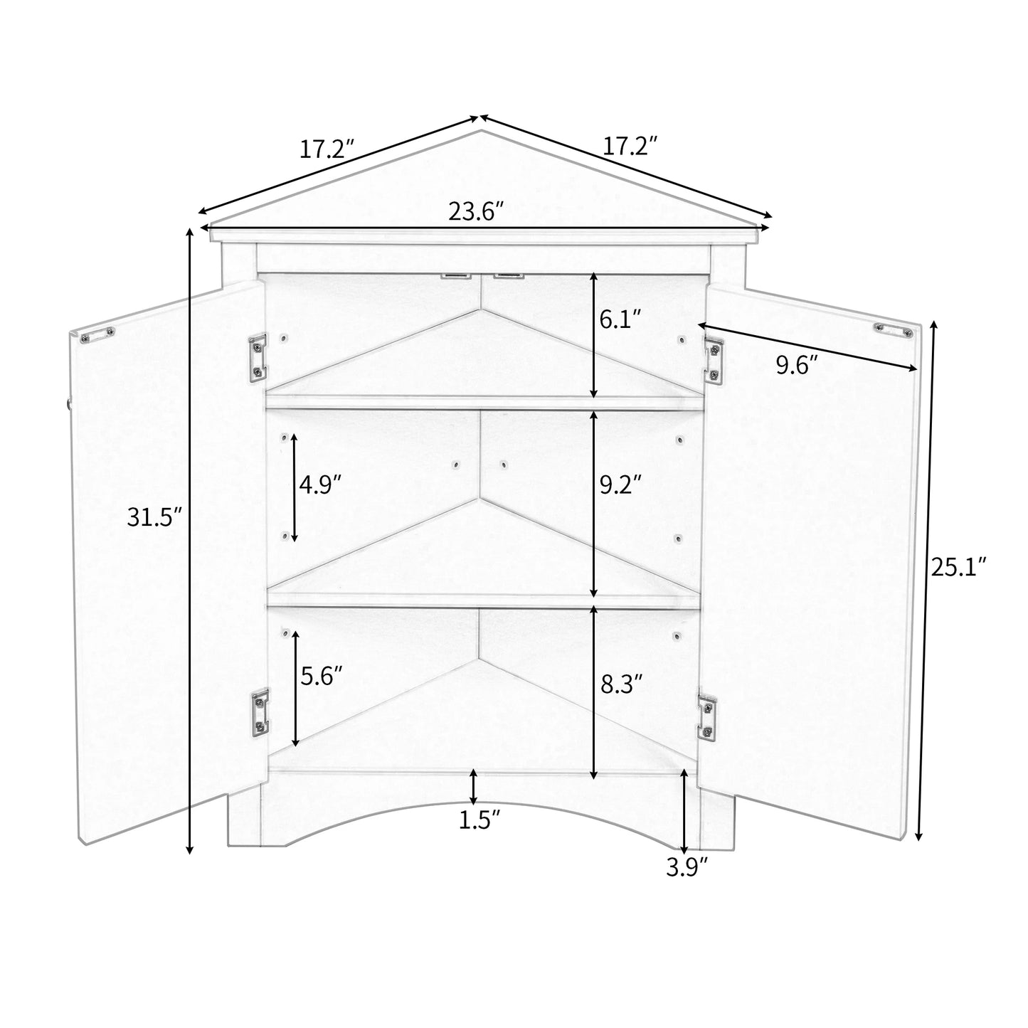 Hign-Concerned Triangle Corner Cabinet For Bathroom Storage