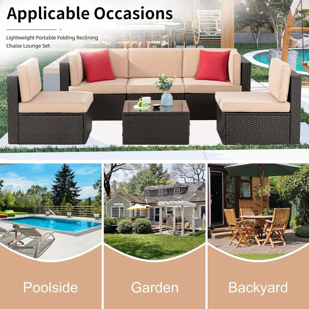 Outdoor Rattan Wicker Patio Furniture Set With Glass Table