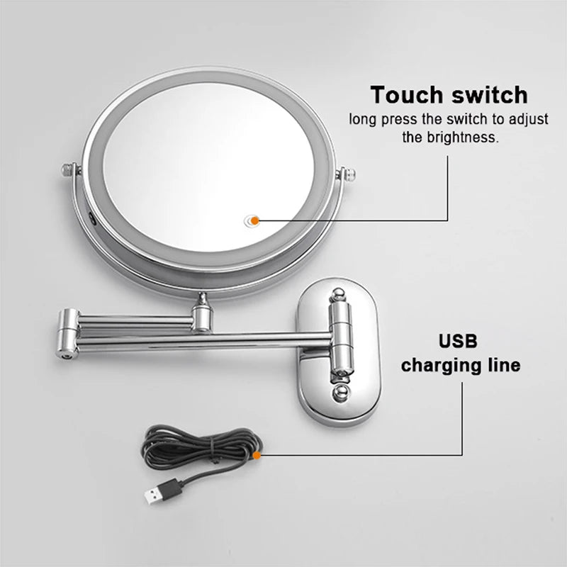 JUNYUU LED Adjustable Light Magnifying Makeup Mirror