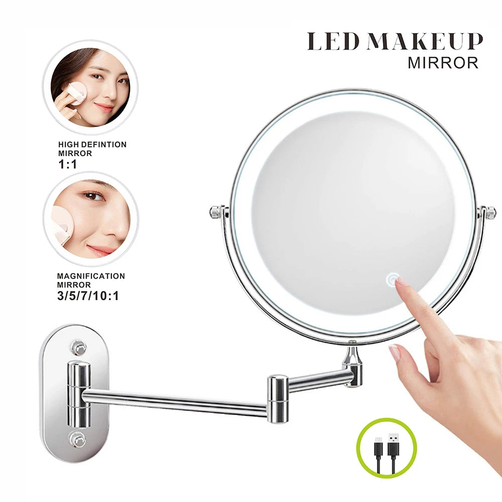 JUNYUU LED Adjustable Light Magnifying Makeup Mirror