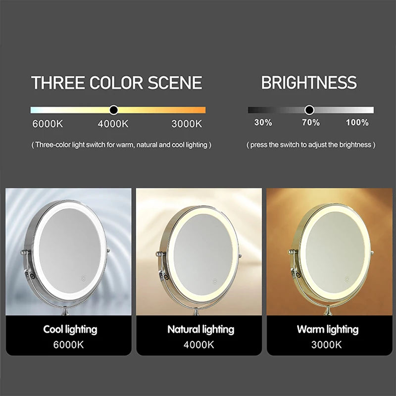 JUNYUU LED Adjustable Light Magnifying Makeup Mirror