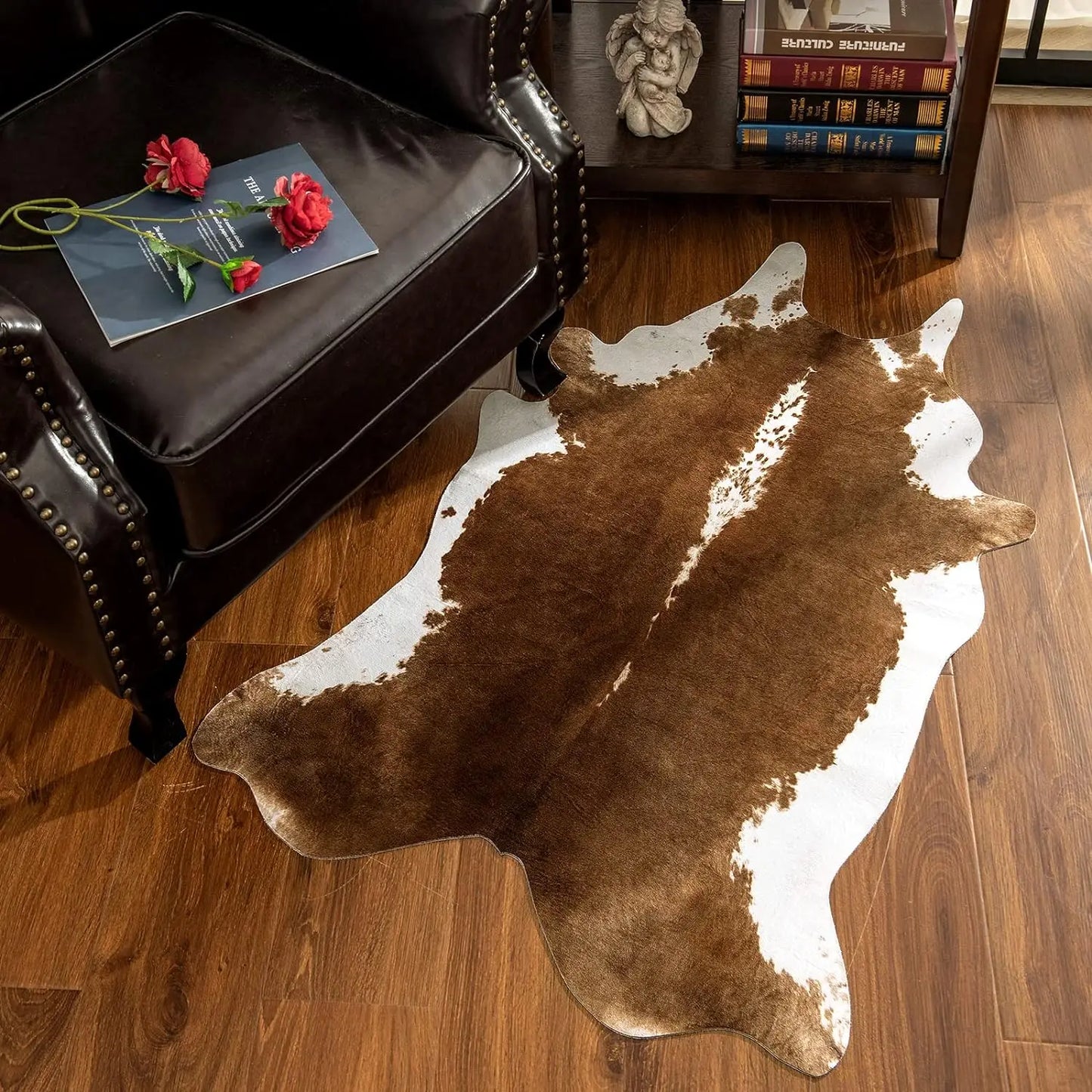 NOAHAS  Faux Fur Animal Cow Hide Carpet,Sturdy and Large Size Cow Print Rugs, Suitable for Bedroom Living Room Western Decor