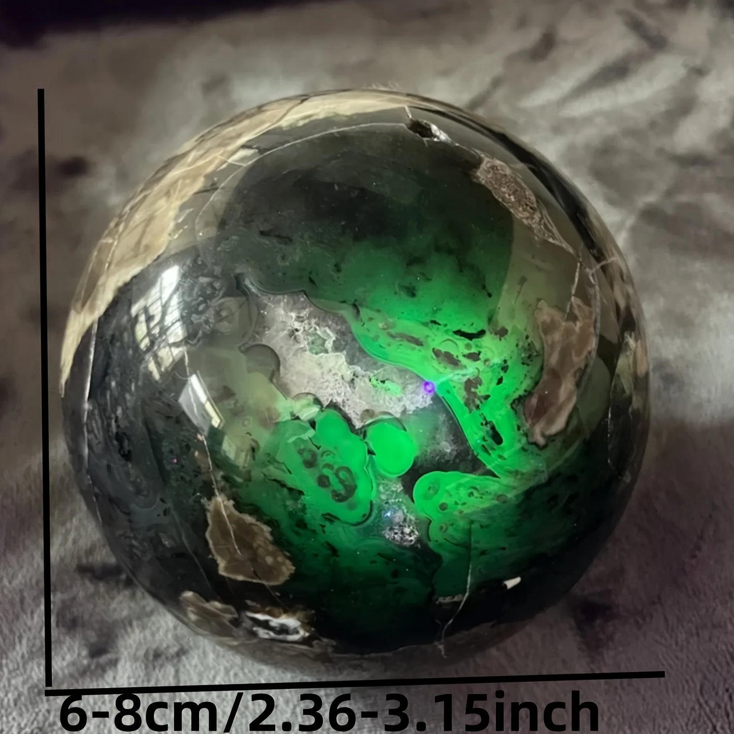 CrystalHola Natural Volcanic Agate Sphere With UV Fluorescence