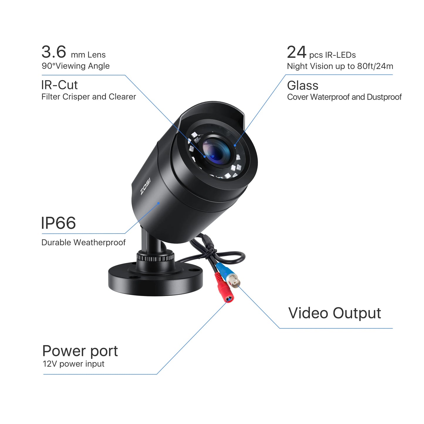 ZOSI 2MP HDTVI Outdoor Surveillance Camera Kit With Night Vision