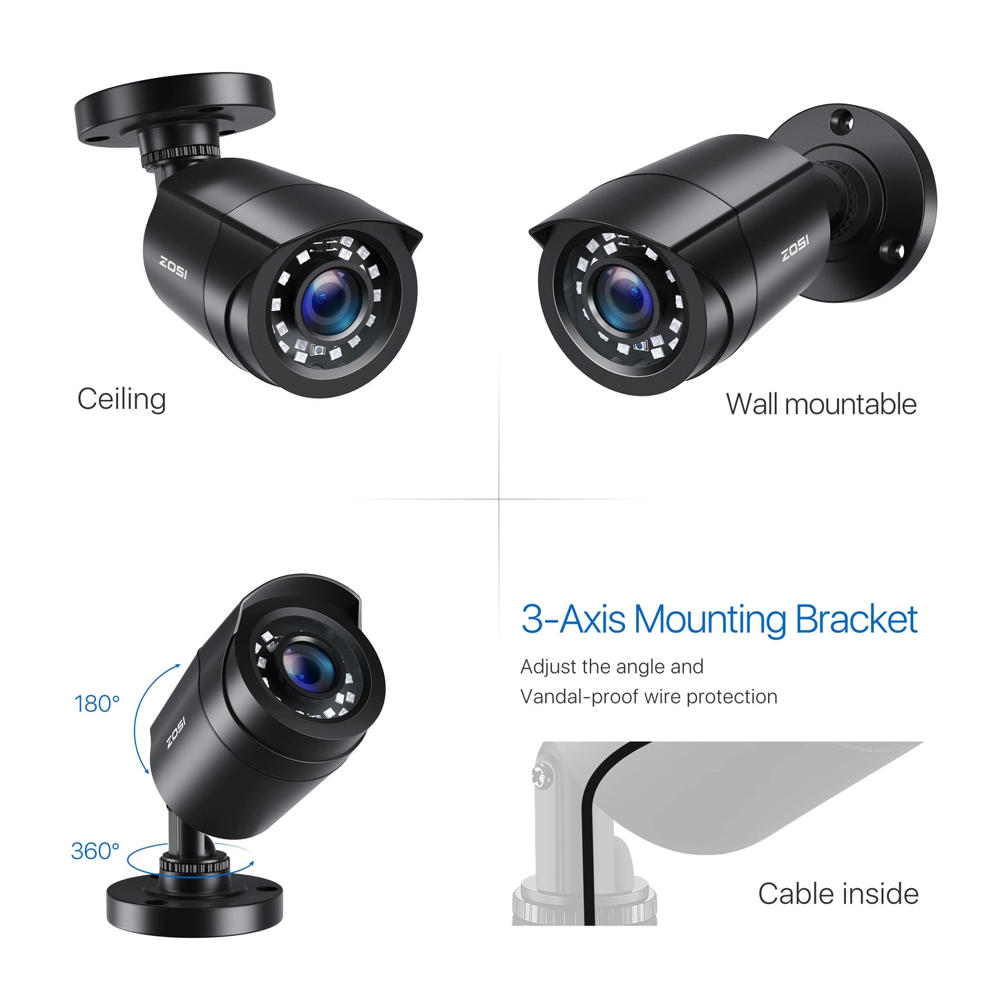 ZOSI 2MP HDTVI Outdoor Surveillance Camera Kit With Night Vision