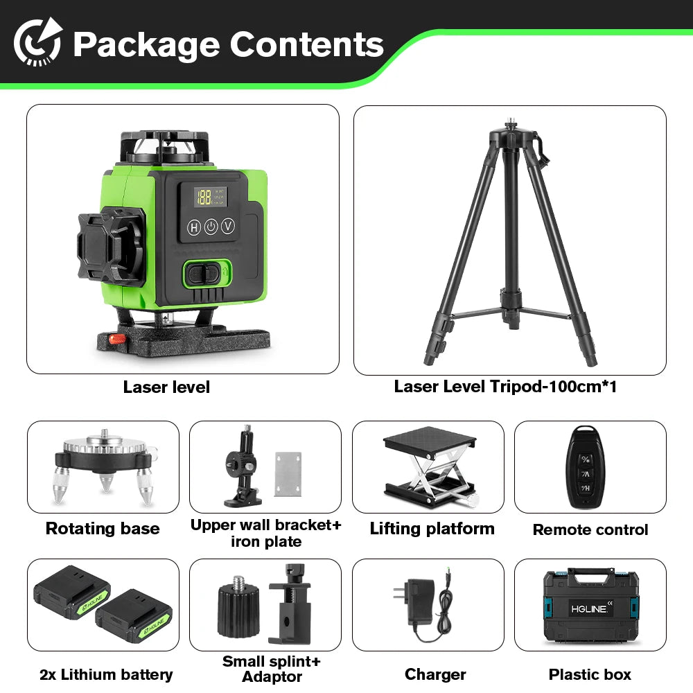 HGLINE 16 Line Laser Level With Tripod And App Remote