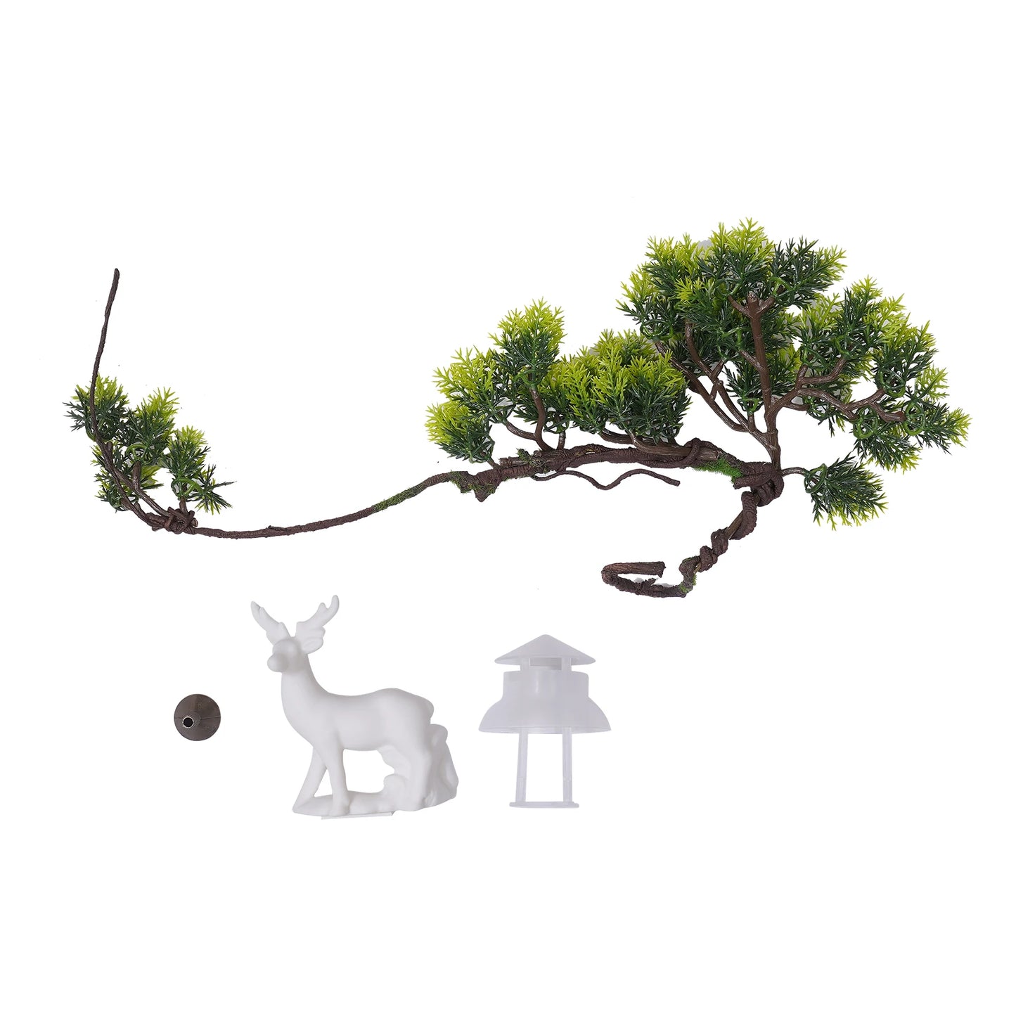 Indoor Ceramic Tabletop Fountain with LED Lights Mist Deer and Plants Waterfall Design for Home Spa and Yoga Relaxation