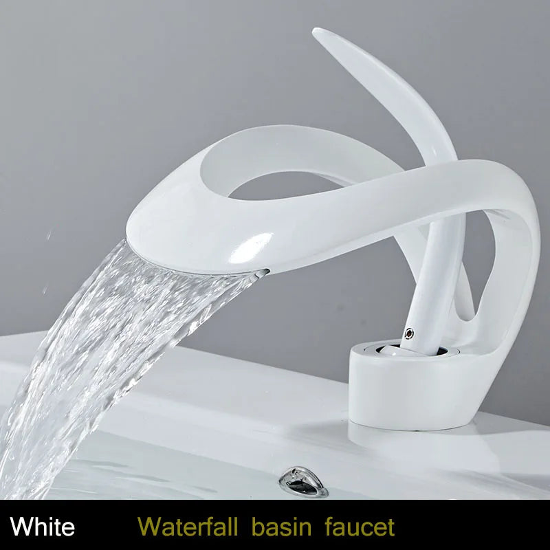 Bakala Brass Waterfall Basin Faucet Deck Mounted Hot And Cold
