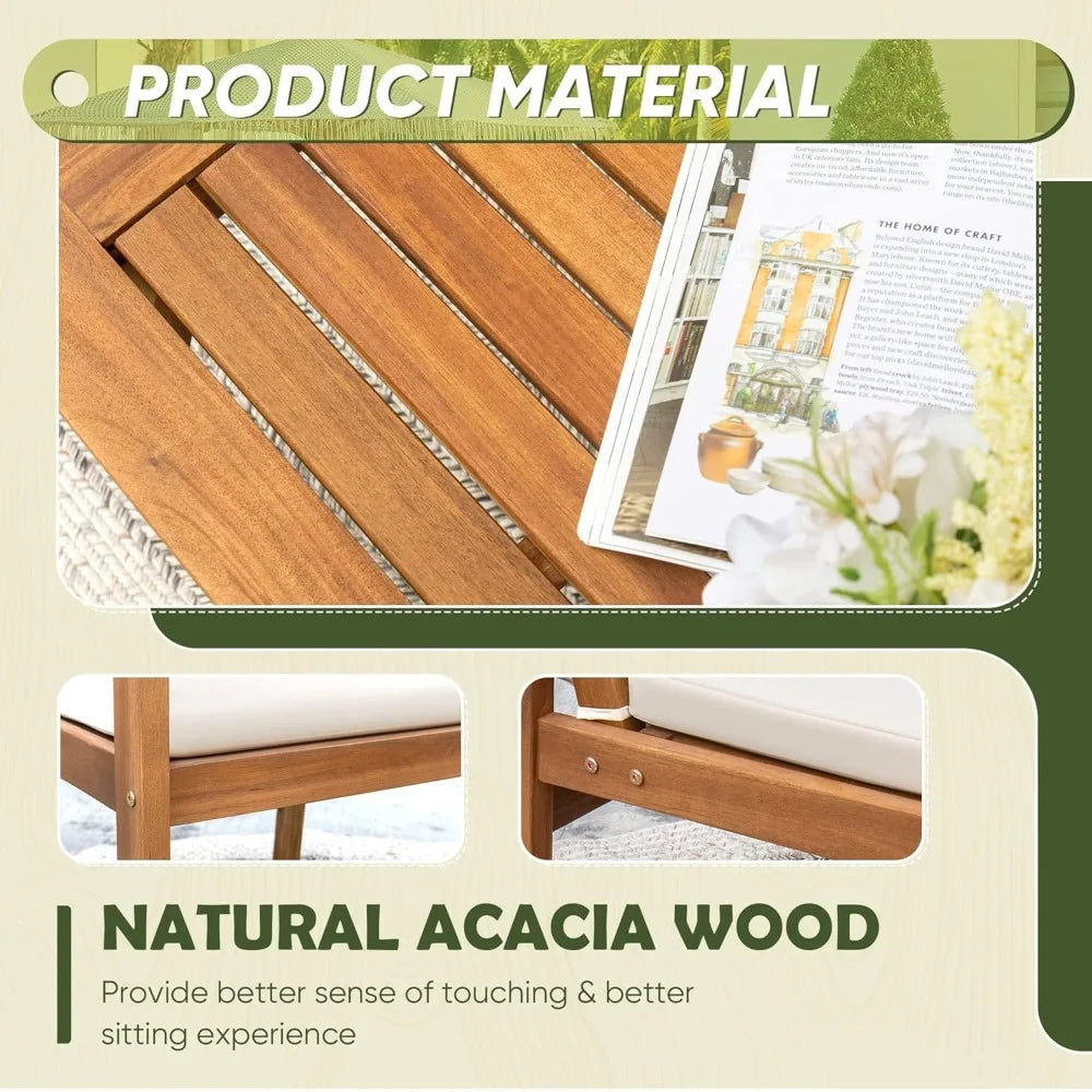 Patio Furniture Acacia Wood Sofa Set With Table And Cushions