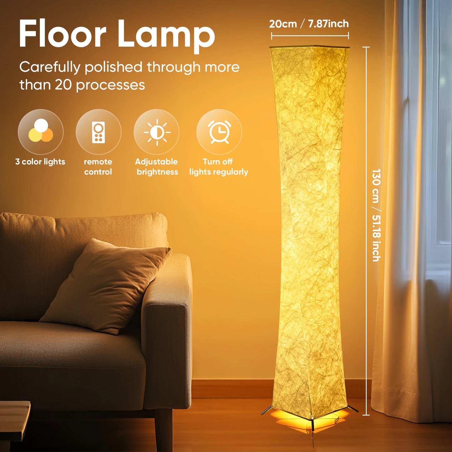 Slim Soft Light Floor Lamp LED With Tyvek Fabric Shade