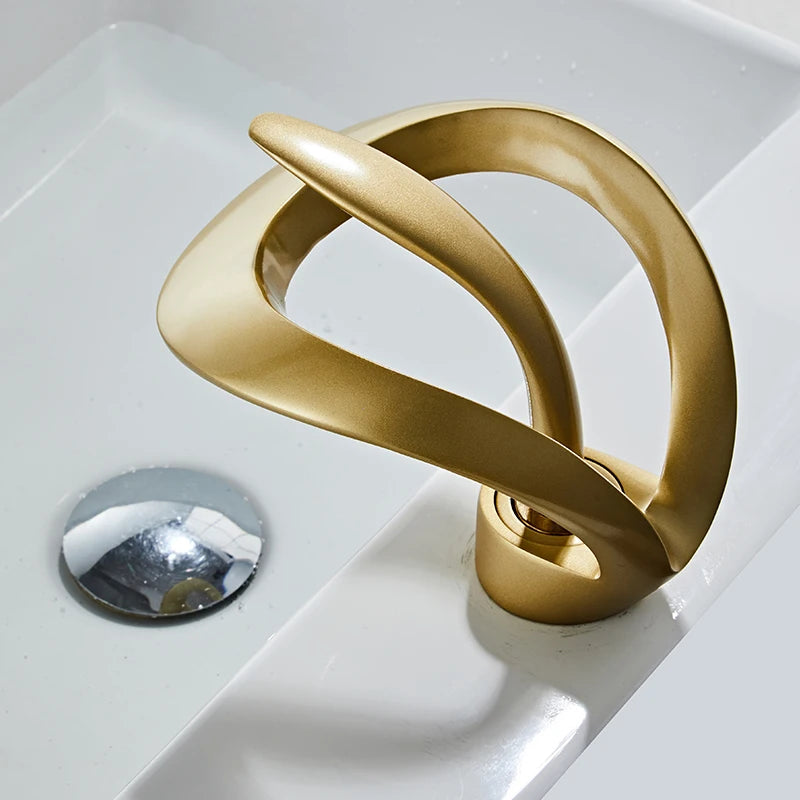 Bakala Brass Waterfall Basin Faucet Deck Mounted Hot And Cold