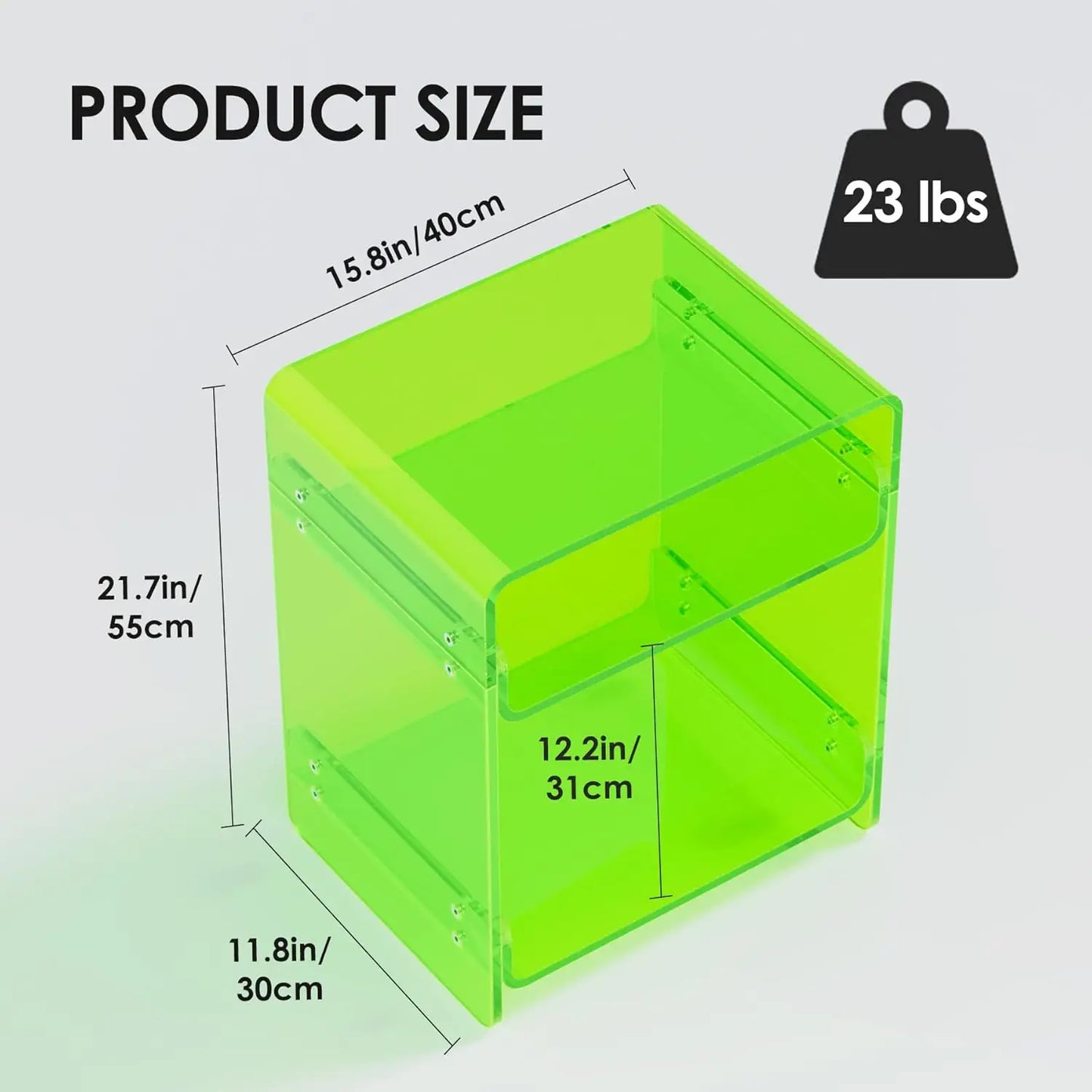 Acrylic Record Player Table with Storage Shelf \u2013 Sleek Bedside Storage with Durable Design, Perfect for Bedrooms, Living Ro