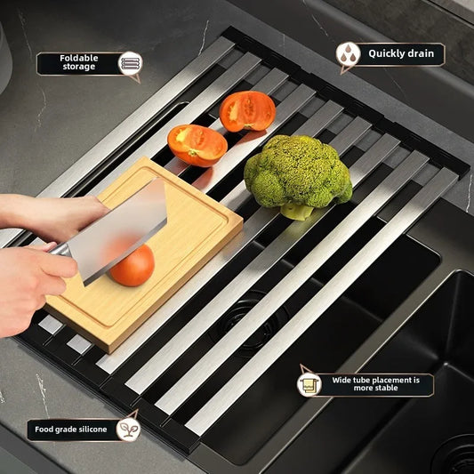 Dutrieux Stainless Steel Kitchen Sink Drain Rack Foldable