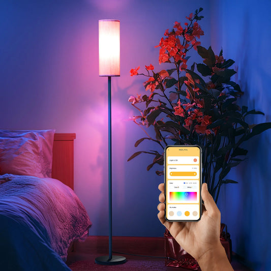 1PC 63 - inch Modern RGB Floor Lamp with Voice Control: Dimmable, Ideal for Bedroom/Party, Adjustable Warm Light