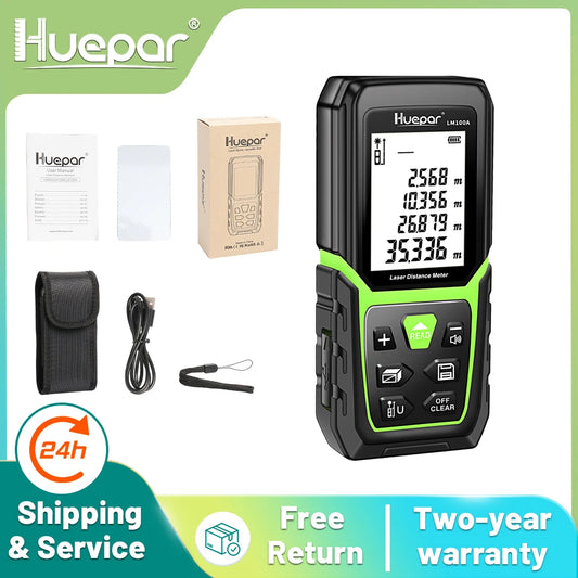 Huepar Laser Rangefinder 330ft Backlit LCD Angle Sensor