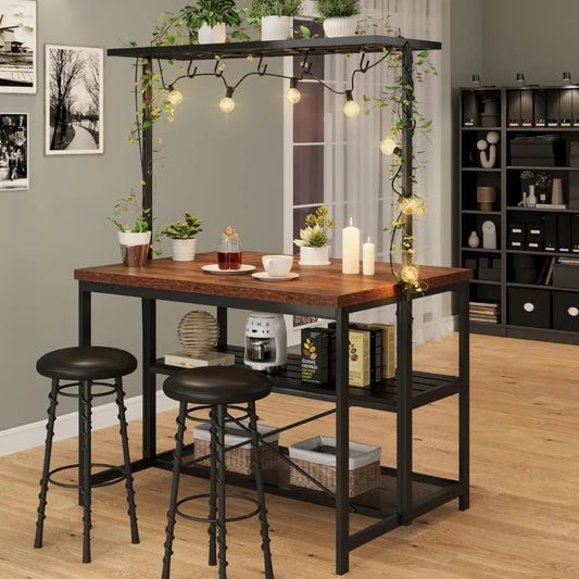Kitchen Island with Storage, 42''Island Table for Kitchen with Seating Bakers Rack Microwave Oven Stand Shelf with 3 Tier Stora