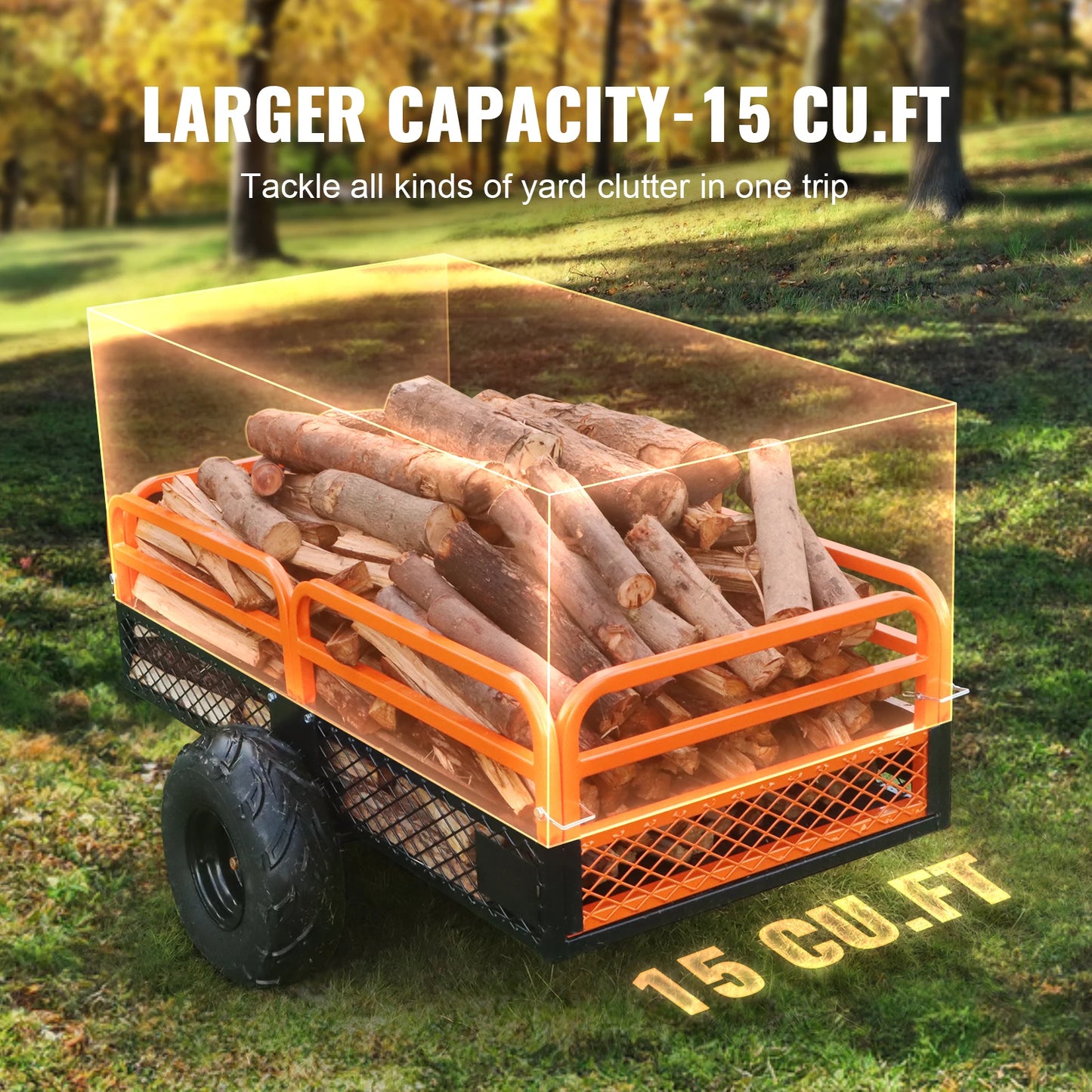 VEVOR Heavy Duty Steel ATV Dump Trailer Cart Removable Sides
