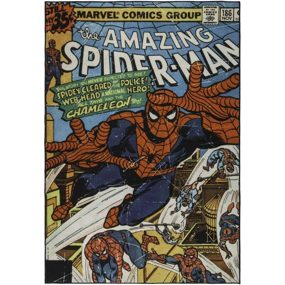 Marvel Spiderman Indoor Area Rug - 4x6 Large, Non-Slip, Ideal for Children in Bedroom, Game Room, Classroom, Nursery or Play Ar