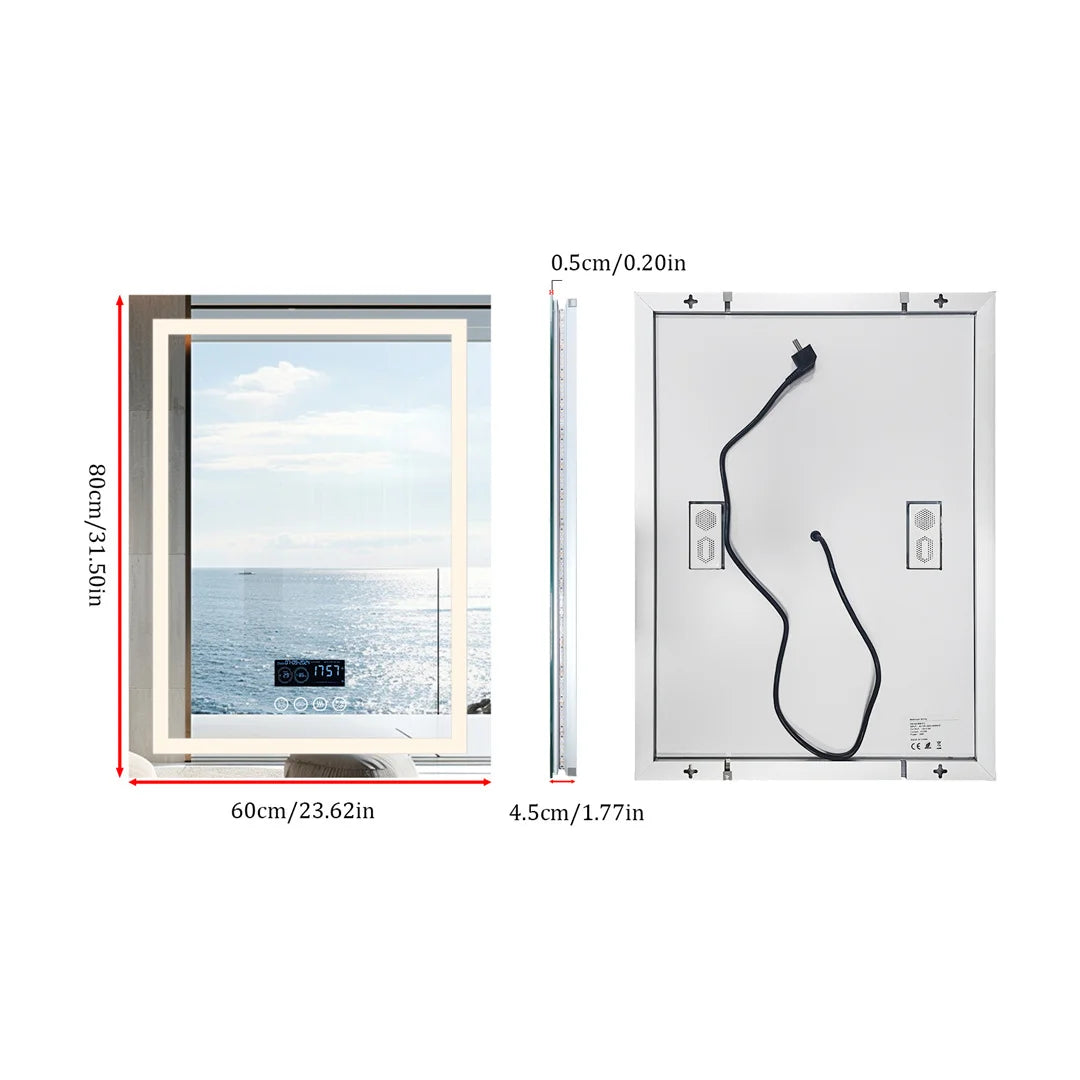 LUVODI Illuminated Bluetooth Bathroom Mirror With Defog And Speaker