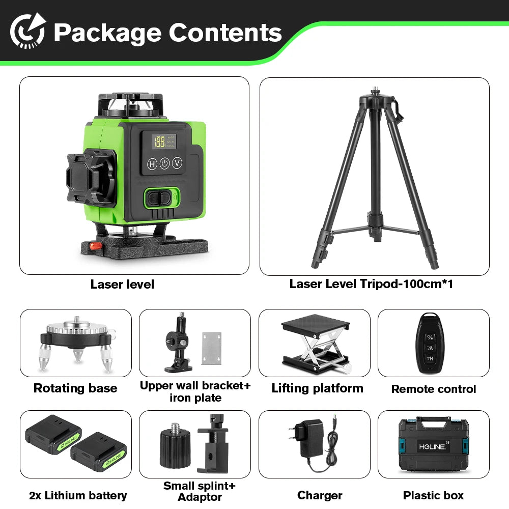 HGLINE 16 Line Laser Level With Tripod And App Remote