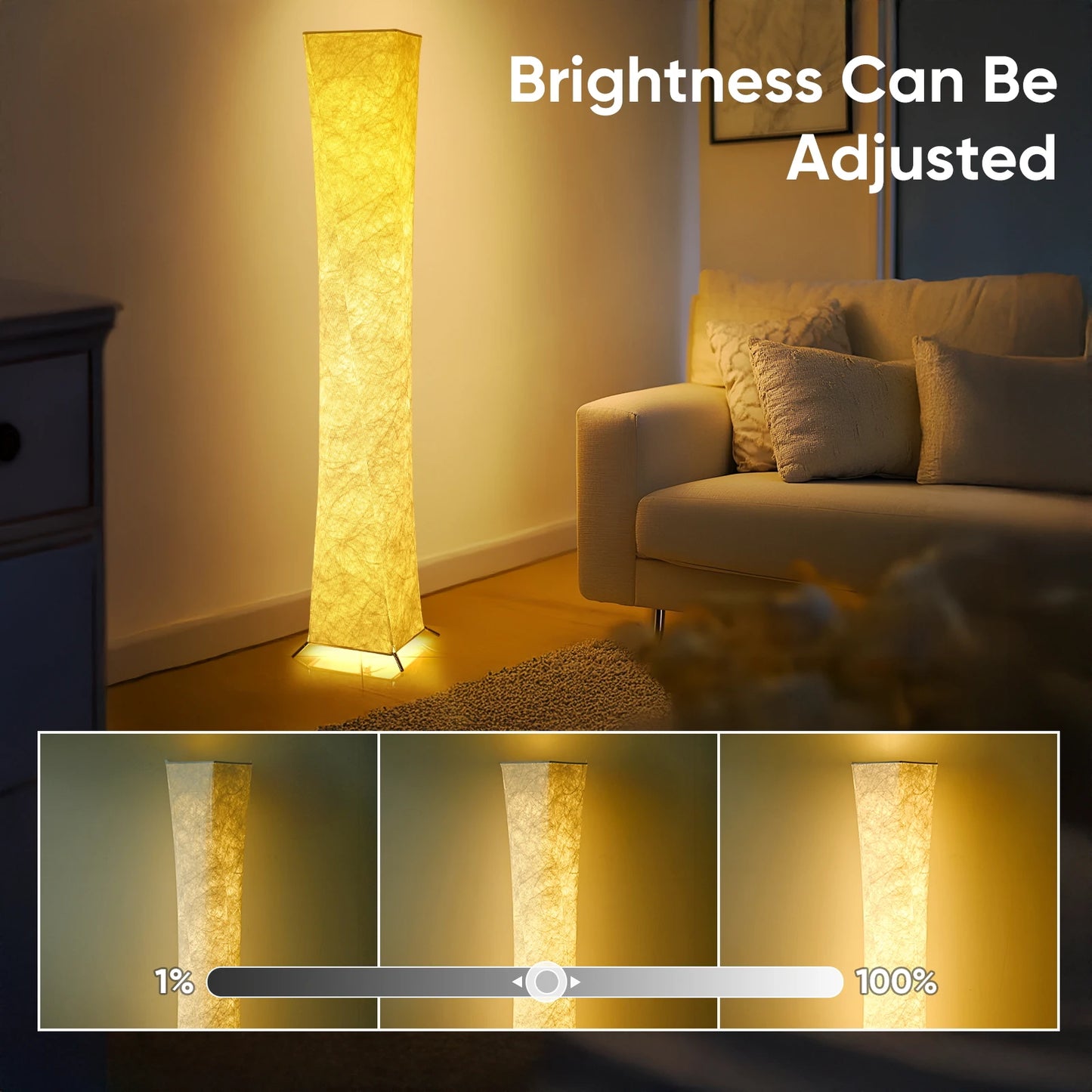 Slim Soft Light Floor Lamp LED With Tyvek Fabric Shade
