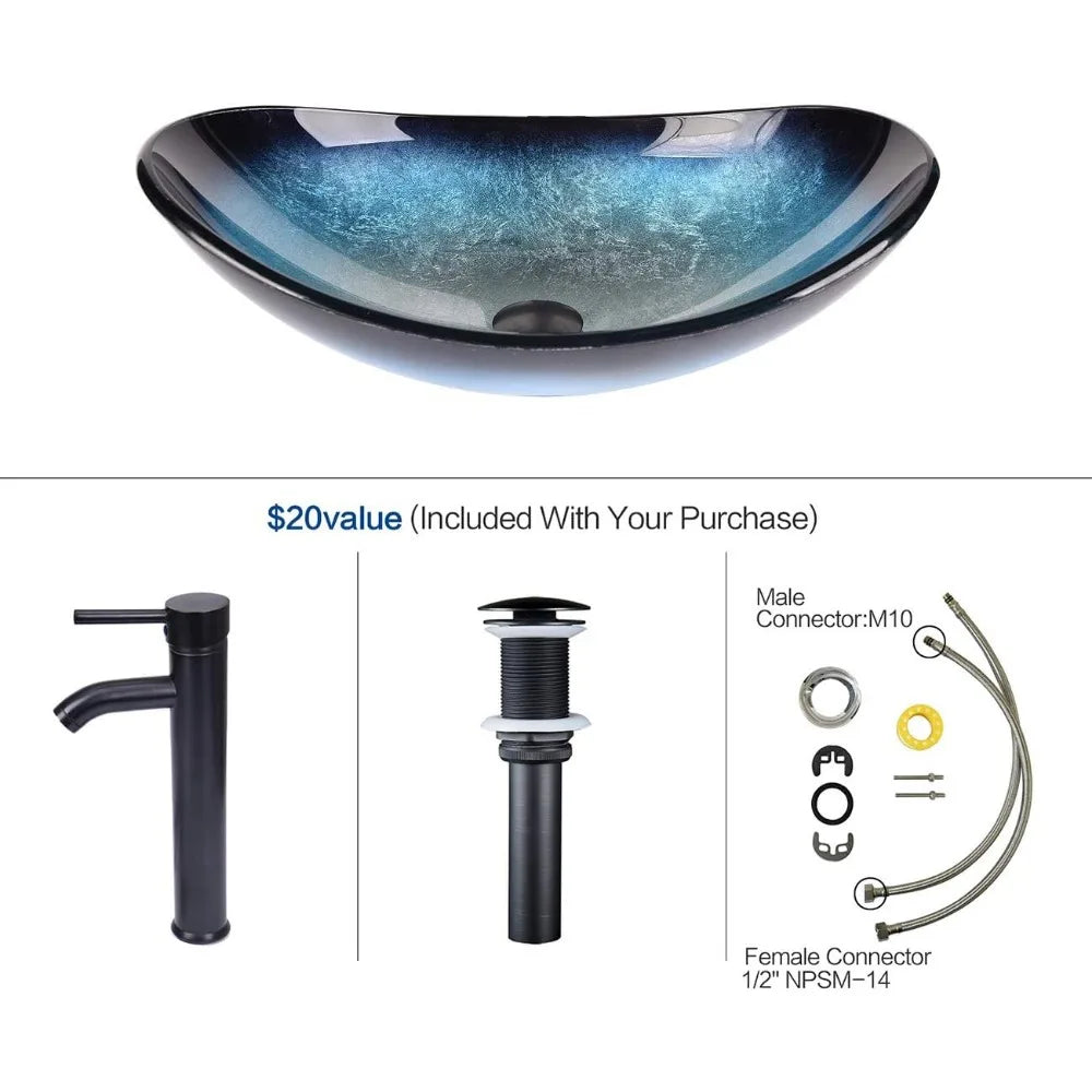 28 Inch Black Floating Bathroom Vanity with 1-Door and 1-Drawer, Modern Wall Mounted Cabinet with Blue Boat Vessel Sink Top