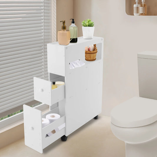 Bathroom Storage Cabinet, Narrow Floor Storage Cabinet, Storage Cabinet with Drawers 50kg Load-bearing Capacity