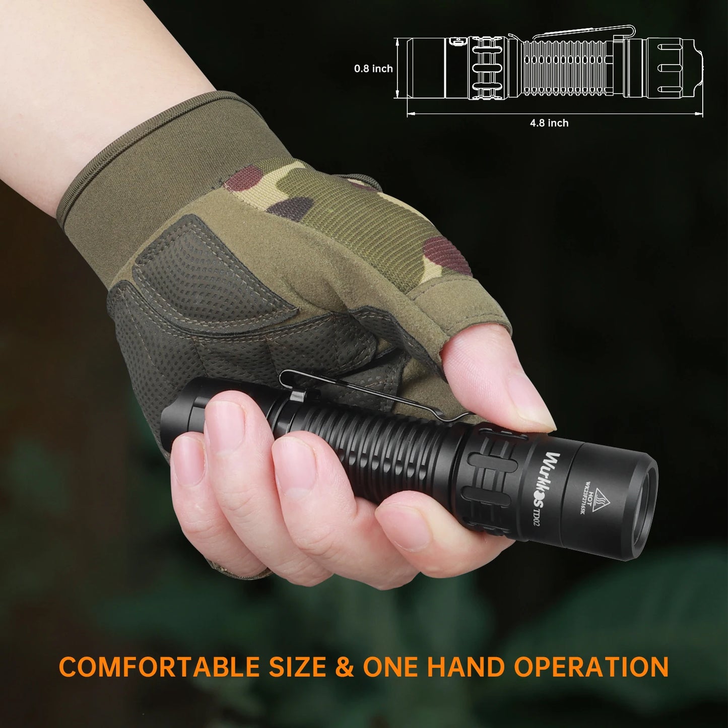 Wurkkos TD02 Tactical Flashlight 2000 Lumen USB Type C EDC