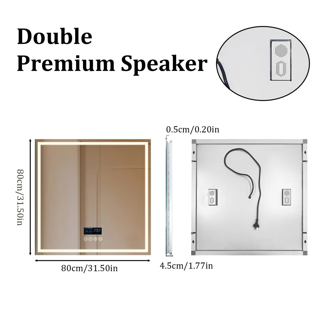 LUVODI Illuminated Bluetooth Bathroom Mirror With Defog And Speaker
