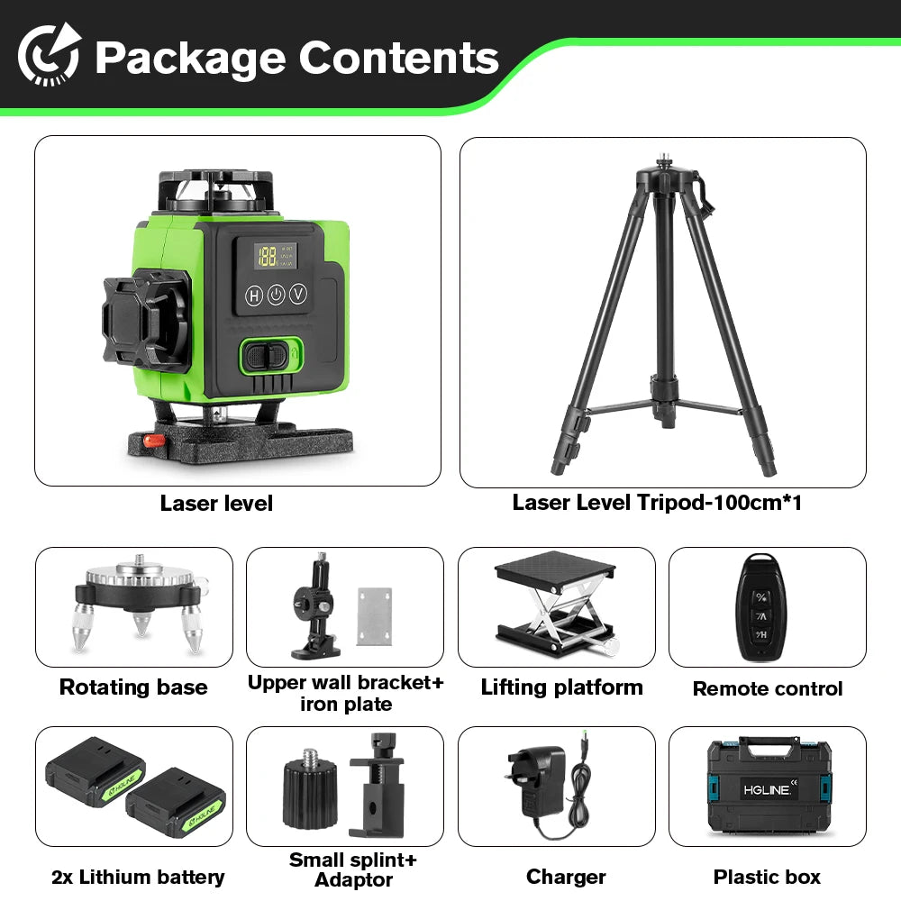 HGLINE 16 Line Laser Level With Tripod And App Remote