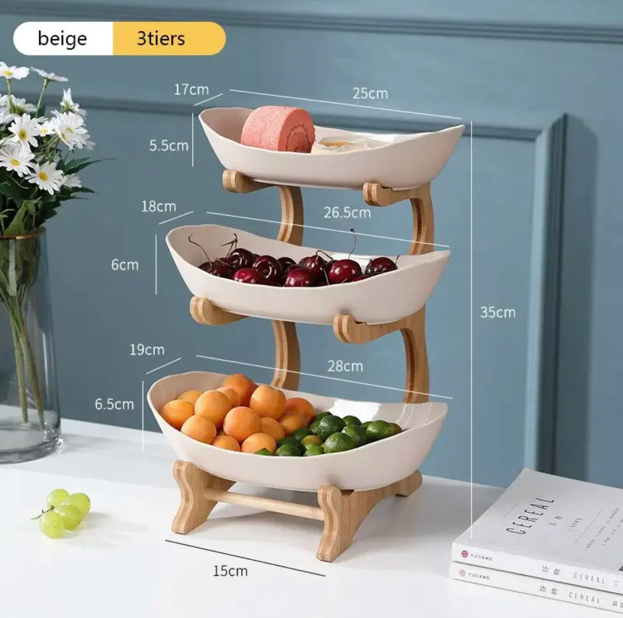 KEMORELA 2/3 Layer Fruit Plate Multi-Tier Fruit Tray