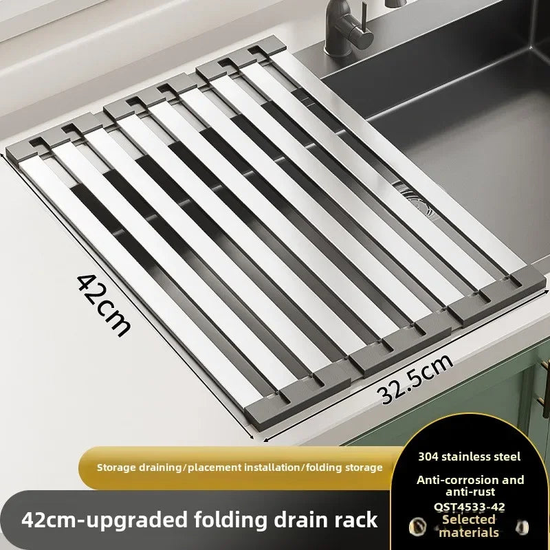 Dutrieux Stainless Steel Kitchen Sink Drain Rack Foldable