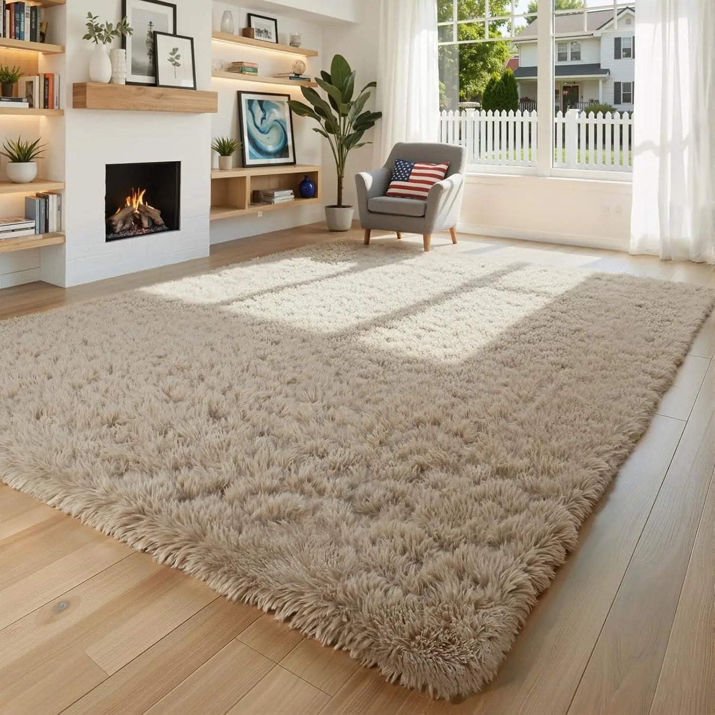 Fluffy Shaggy Area Rug Anti-Skid Soft Carpet for Living Room