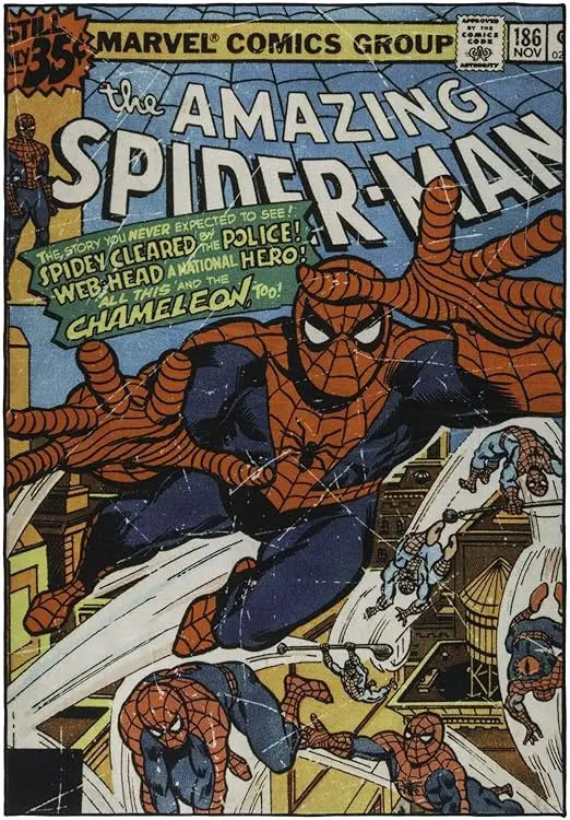 Marvel Spiderman Indoor Area Rug - 4x6 Large, Non-Slip, Ideal for Children in Bedroom, Game Room, Classroom, Nursery or Play Ar