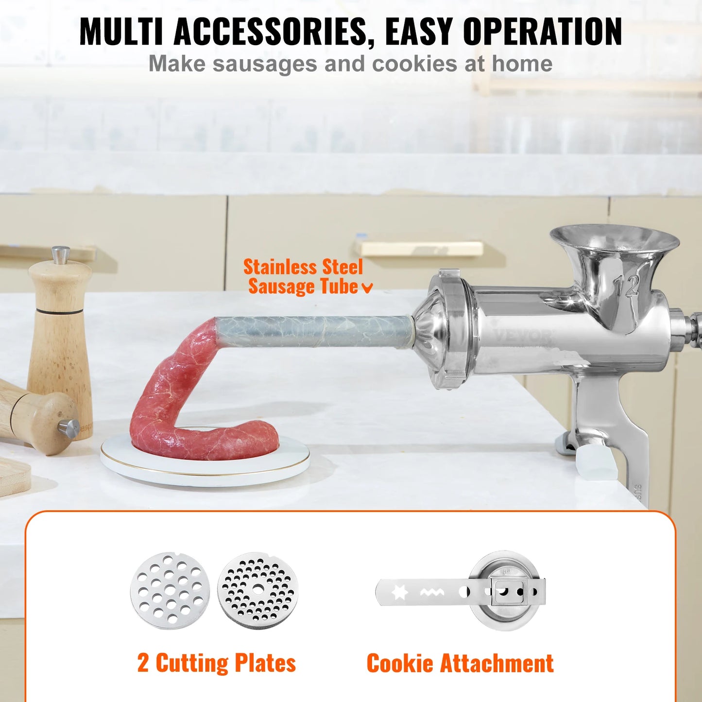 SucceBuy Manual Meat Grinder 304 Stainless Steel Table Clamp