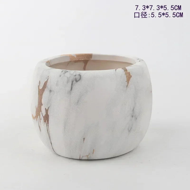Ceramic Water Transfer Succulent Flower Pots for Home Office Decor