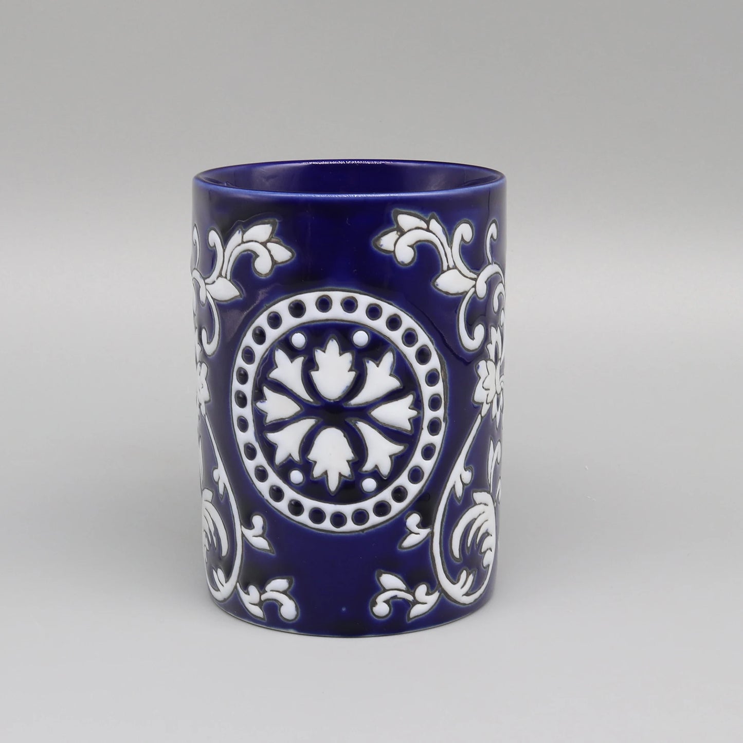 Liquid Soap Dispenser, Blue & White Ceramic, Bathroom Accessory
