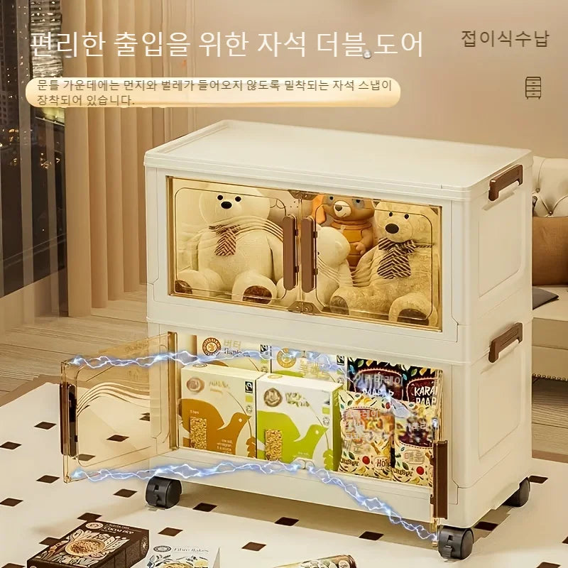 NONECN Foldable Storage Box With Clear Door For Organizing Clothes