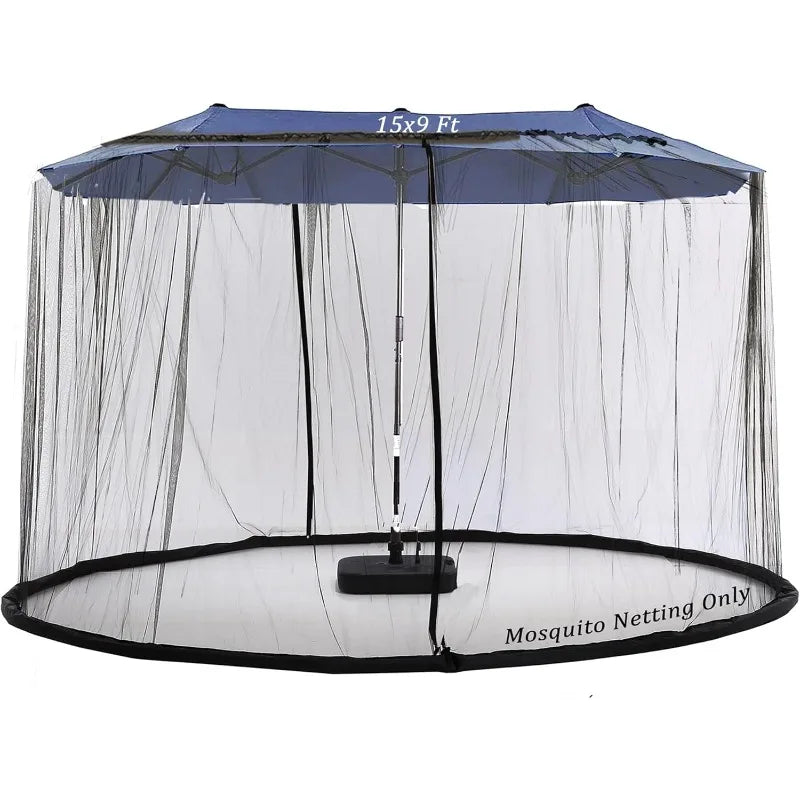 15Ft Mosquito Netting for Patio 15ft Double-Sided Umbrella Large Outdoor, Patio Screen Mesh with Double Zipper