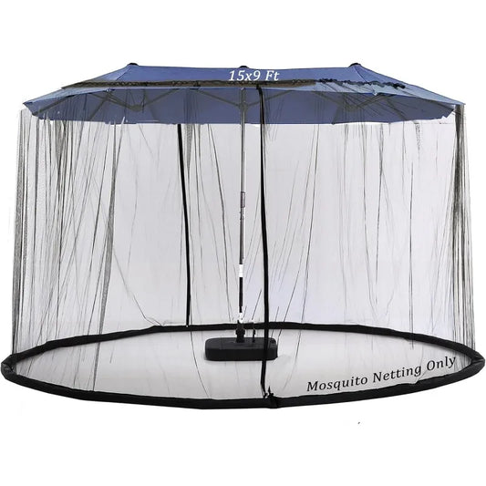 15Ft Mosquito Netting for Patio 15ft Double-Sided Umbrella Large Outdoor, Patio Screen Mesh with Double Zipper