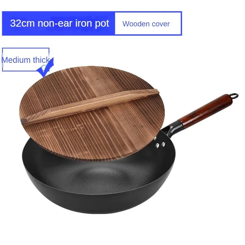 Zhangqiu Iron Wok Nonstick Flat Bottom Induction Cooking