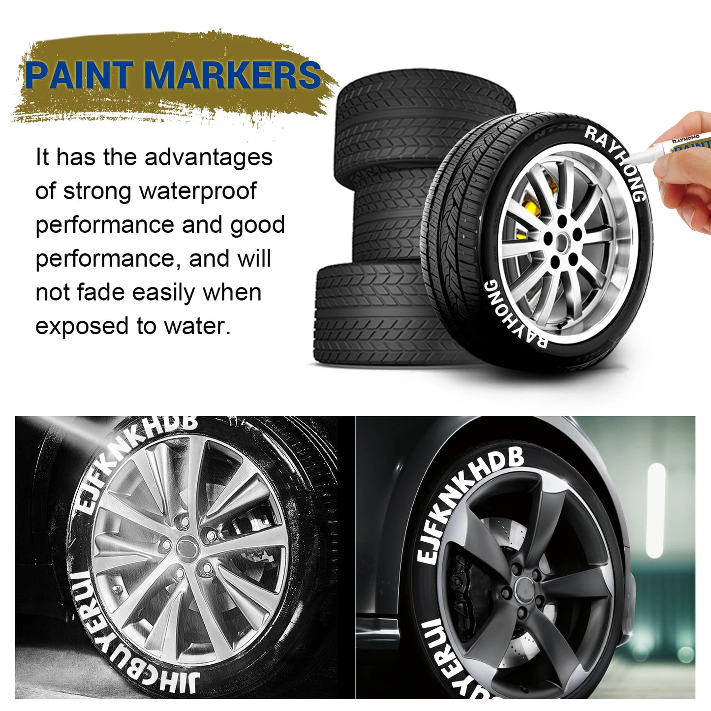 Portable White Paint Marker For Car Tire Lettering Quick Dry Waterproof Marker Strong Waterproof Paint Pen For Glass Wood