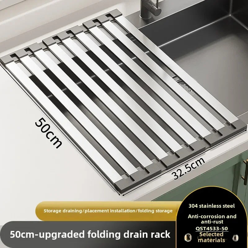 Dutrieux Stainless Steel Kitchen Sink Drain Rack Foldable
