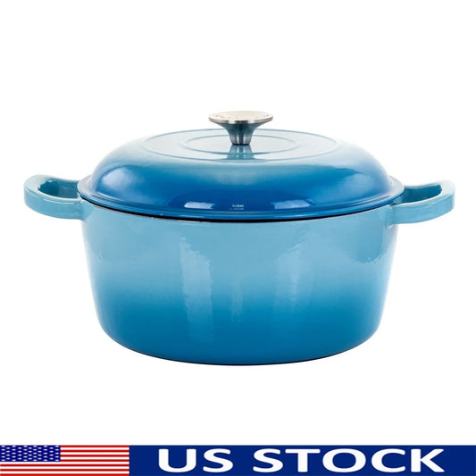 XMSJ Enameled Cast Iron Casserole Pot With Lid Heavy Duty