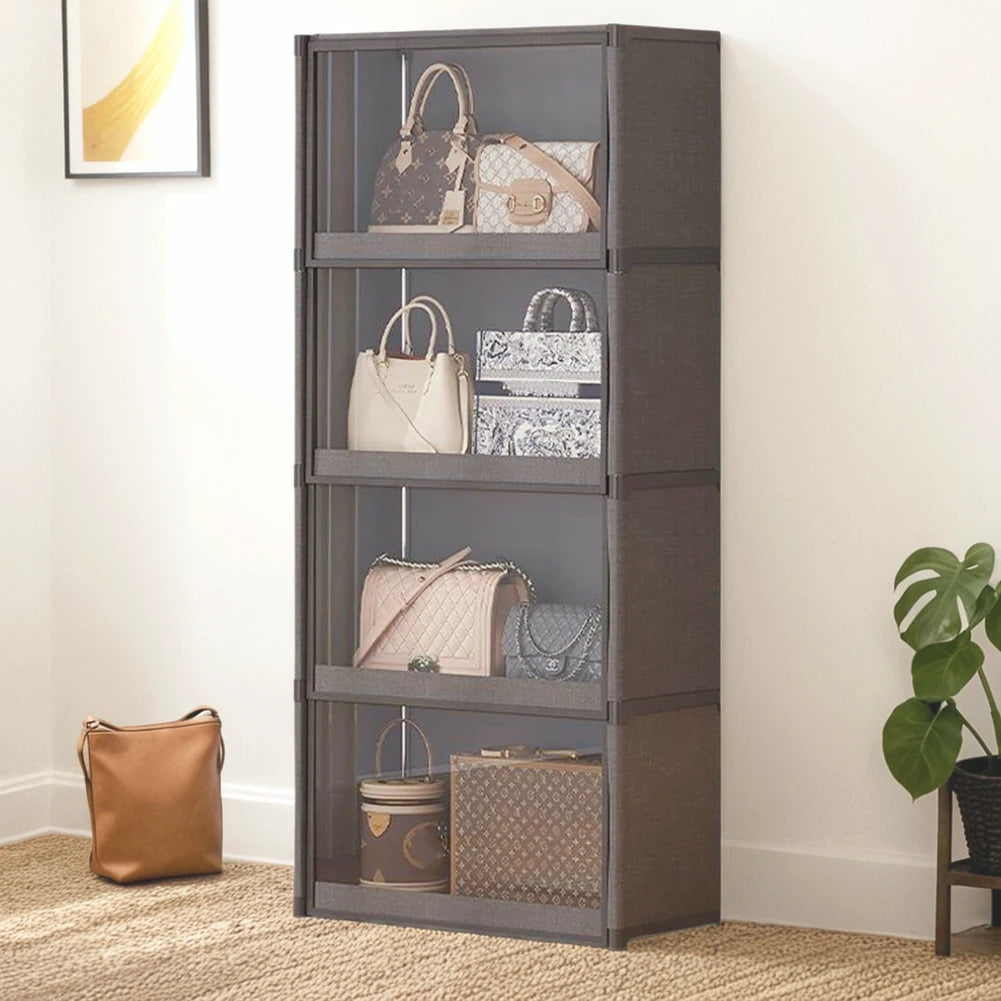 Portable Closet Wardrobe with Lid Closet Organizer Dustproof Clothes Storage Organizer Multi-layer Storage Rack for Home Bedroom