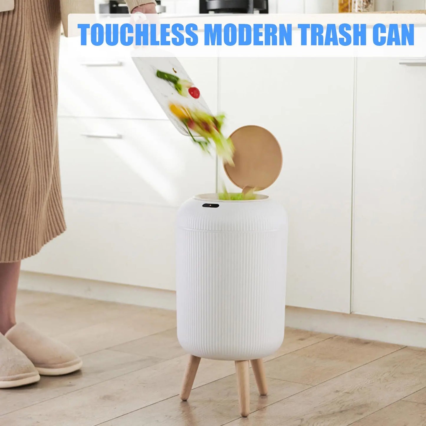 NONECN Automatic Motion Sensor Trash Can With Lid Plastic
