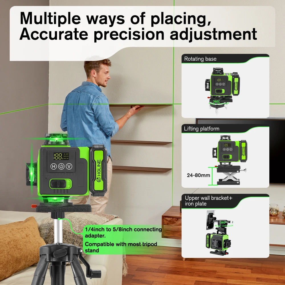 HGLINE 16 Line Laser Level With Tripod And App Remote