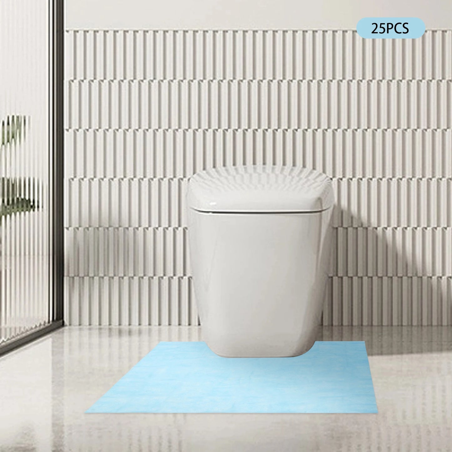 25-Pack Disposable Toilet Mats, Waterproof Non-Woven Fabric, U-Shaped Design for Clean and Hygienic Bathroom Floors