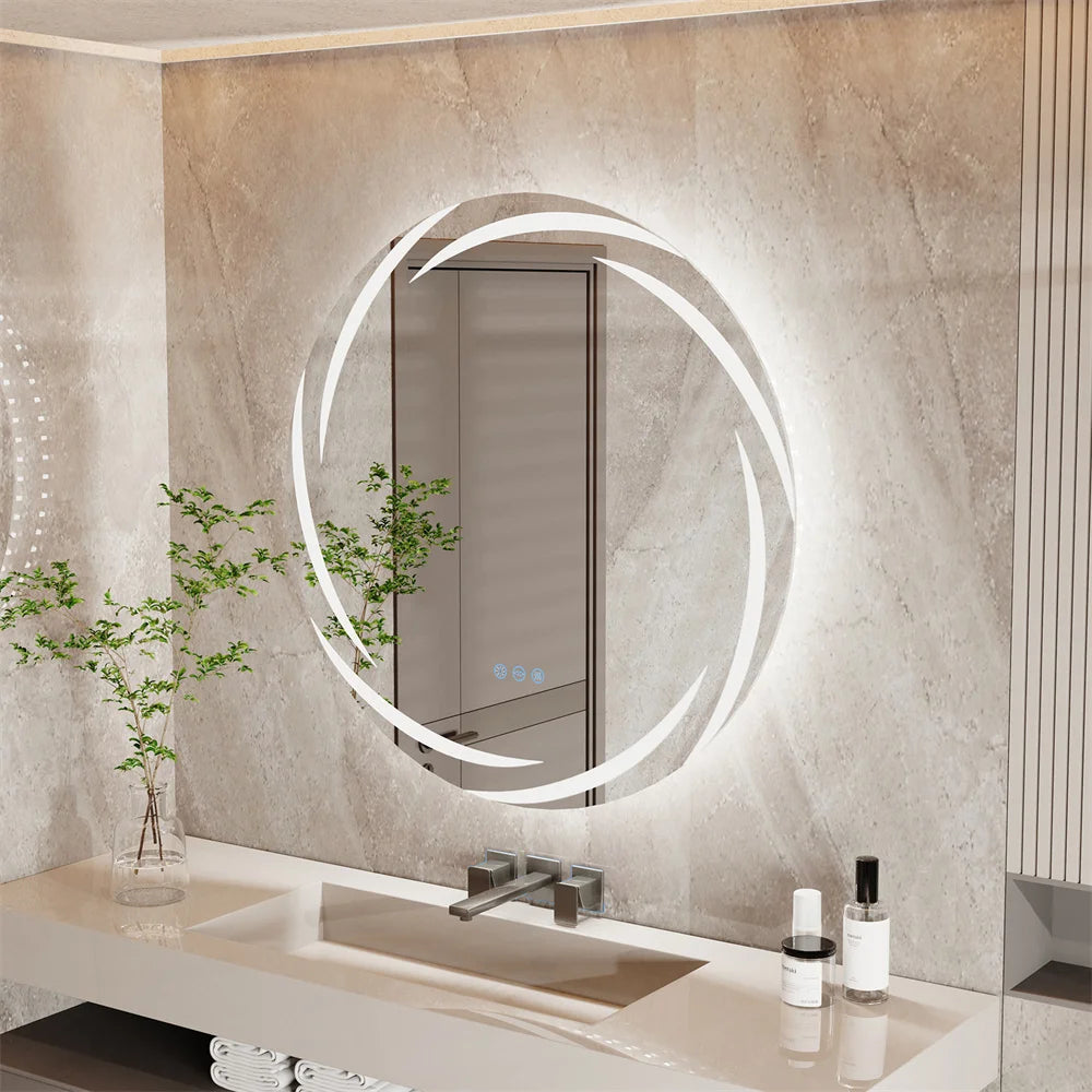 LUVODIC Circle Illuminated Backlit Bathroom Mirror LED Anti Fog
